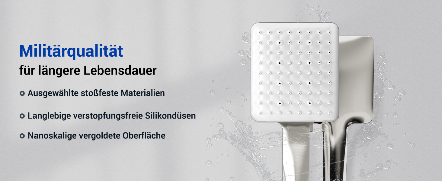 Насадка для душу Newentor з 6 режимами, велика, економна, високого тиску, позолочена (з шлангом 1,5 м)