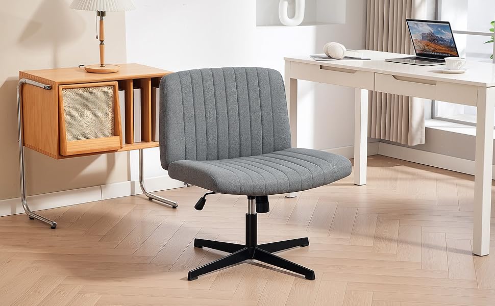 Крісло офісне без підлокітників HOMCOM, сіре, з регулюванням висоти та функцією нахилу