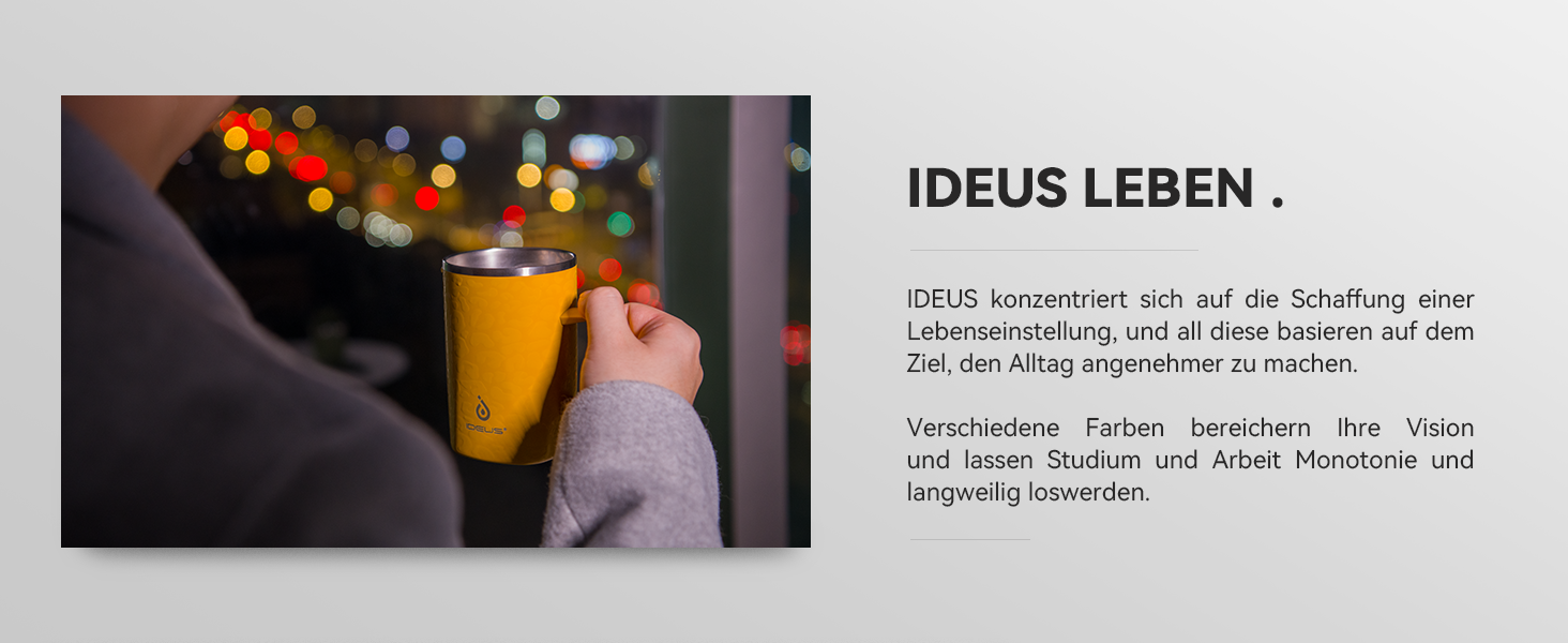 Кружка для кави та чаю Ideus® 470 мл з подвійними стінками, з нержавіючої сталі, з антиковзним руків'ям та кришкою-модулем, великий об'єм (Червоно-зебра)