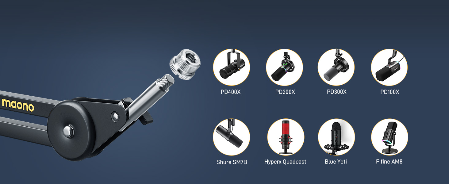 Мікрофонна стійка MAONO BA37, регульована, з адаптером 3/8