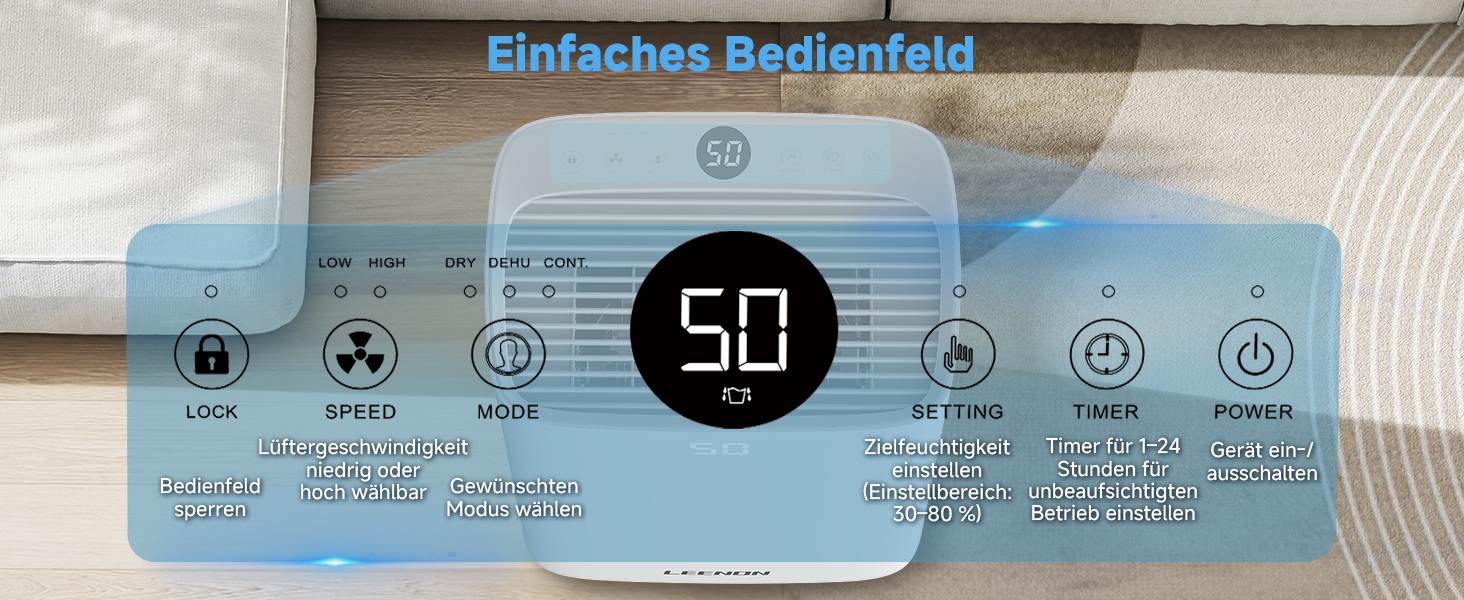 Електричний осушувач повітря з таймером, фільтром та блокуванням від дітей, 25L