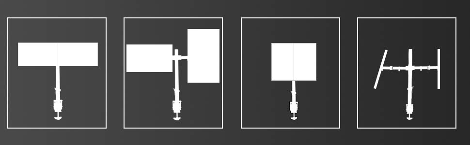 Тримач для монітора на стіл для 2 моніторів, регульована висота 80 см, чорний, MD6842