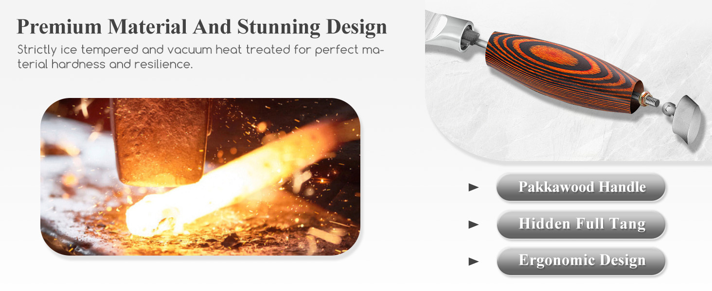 Набір ножів Wildmok 7 шт. з нержавіючої сталі, з ручками з пакавуду, для кухні