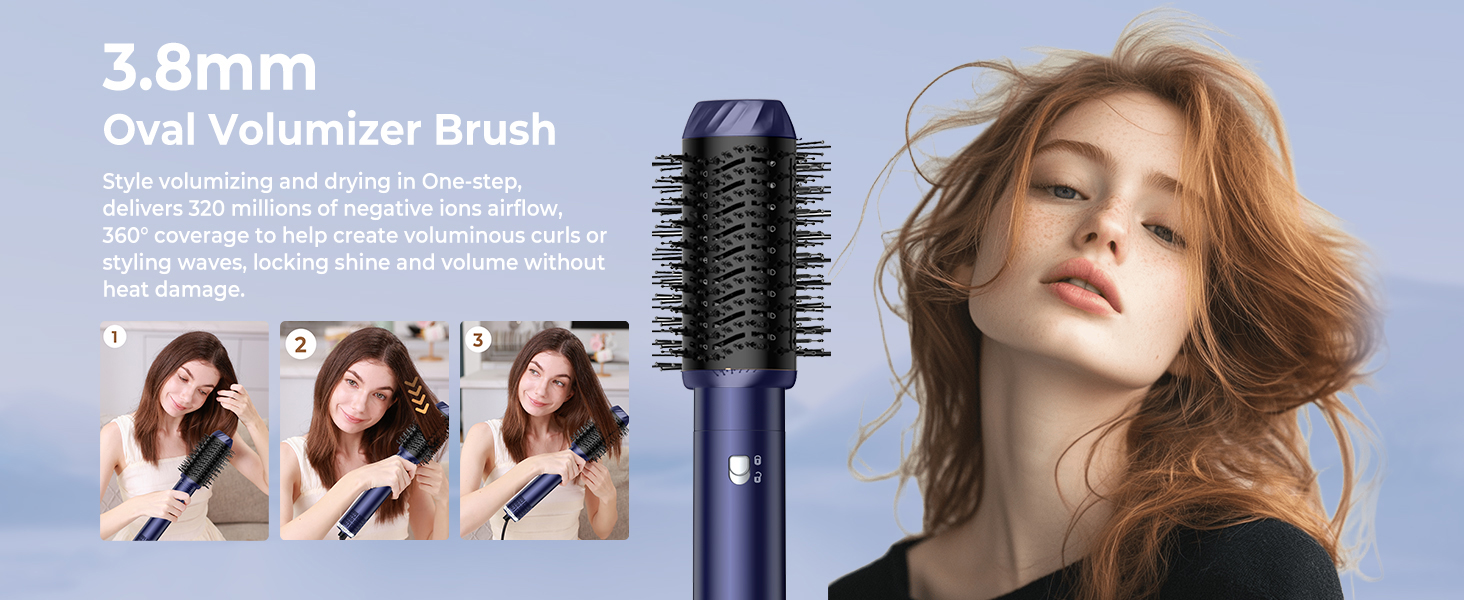 UMIGA Hairstyler 5-в-1: Фен-щітка, плойка, випрямляч для волосся (Королівський синій)