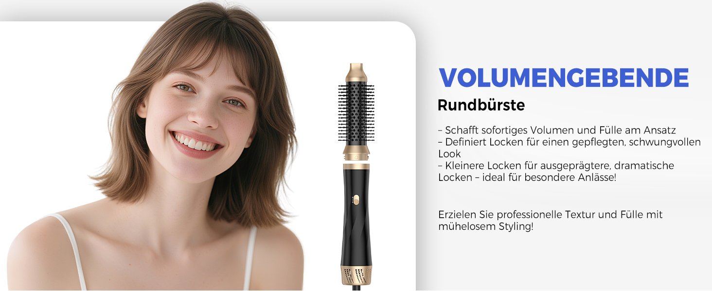 UMIGA Airstyler 5 в 1: Фен-щітка, кругла щітка, плойка та випрямляч для волосся 1000 Вт, 3 режими нагріву, рожево-чорний
