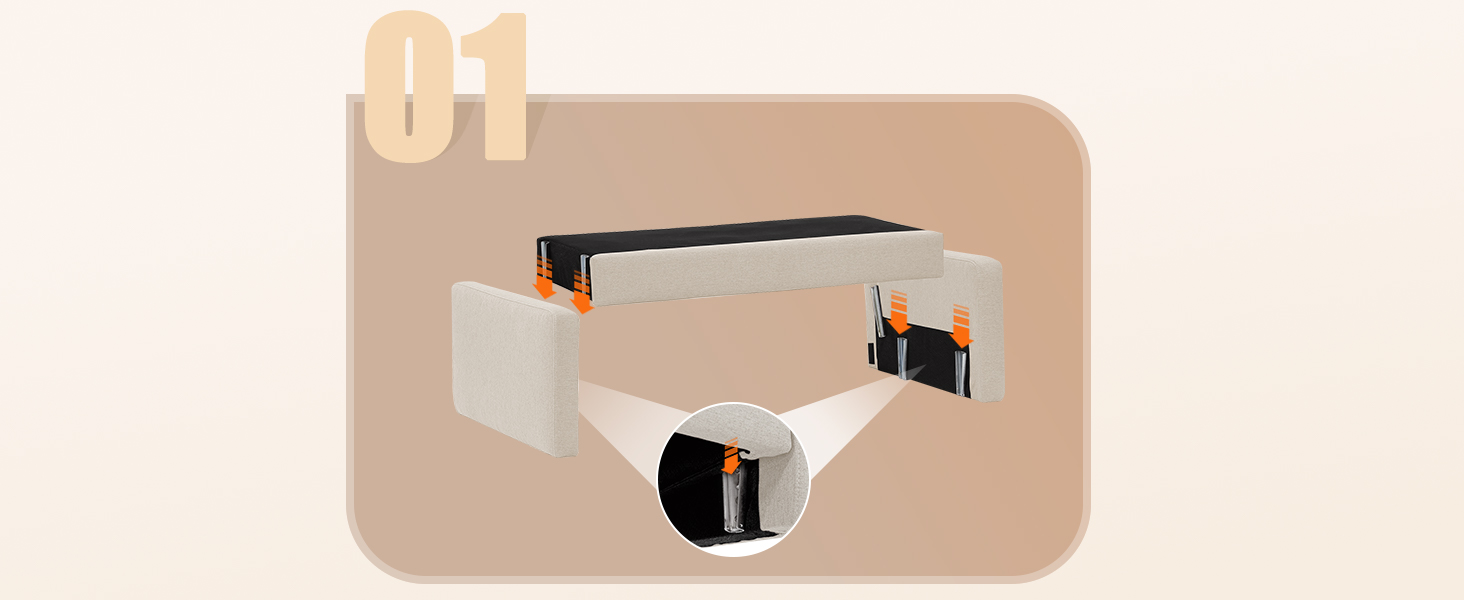 Диван Vesgantti 2-місний, 121 см, сучасний дизайн, з 2 подушками, для вітальні/квартири/офісу, тканина льон, колір пісочний