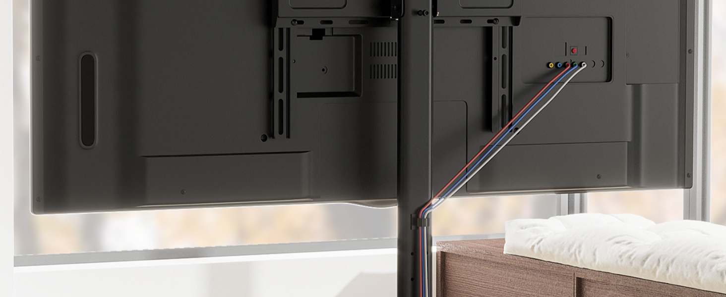 Підставка для телевізора мобільна з поличками Holzablage 32-65 дюйми, чорний/вінтажний коричневий, до 40 кг, VESA 400x400