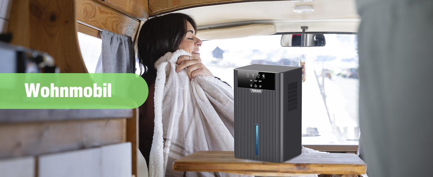 Електричний осушувач повітря Tipkook, 2400 мл, автоматичне відтавання, 10 кольорів підсвічування, таймер 8/12/24 год, ≤35 дБ, портативний для ванної, спальні, кухні, шафи, сірий