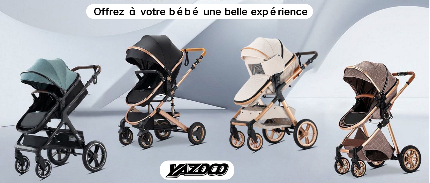 Дитяча коляска YAZOCO 3 в 1, складна з пеленатором, комплект: тримач для пляшки, москітна сітка, підніжка, аксесуари для сидіння (кремовий)