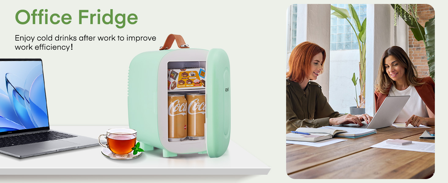 Міні холодильник FOHERE 5 літрів / 6 банок, USB живлення, 220V AC/12V DC, для напоїв та догляду за шкірою, білий (зелений)
