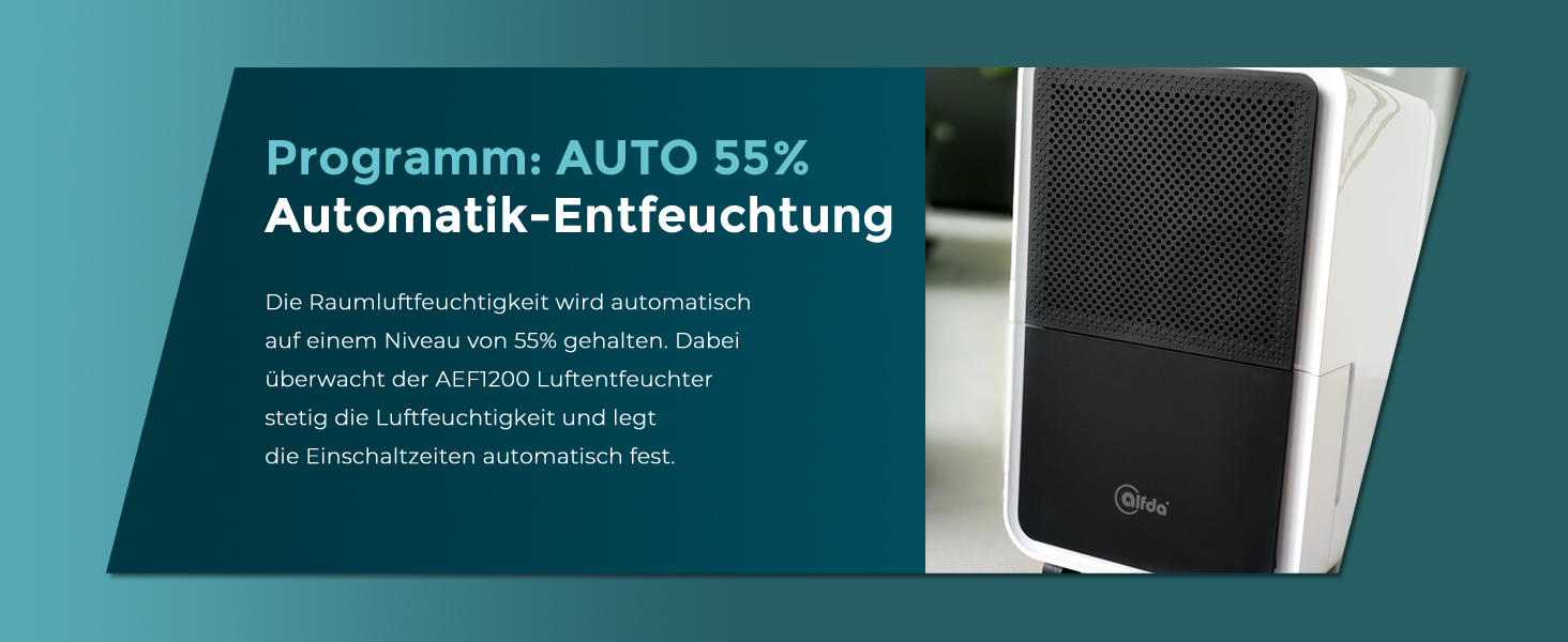 Електричний осушувач повітря AEF2000 - 20 л/день, до 30 м², тихий, з автовимкненням, гігростат, сенсорне дисплеї - для спальні та ванної кімнати