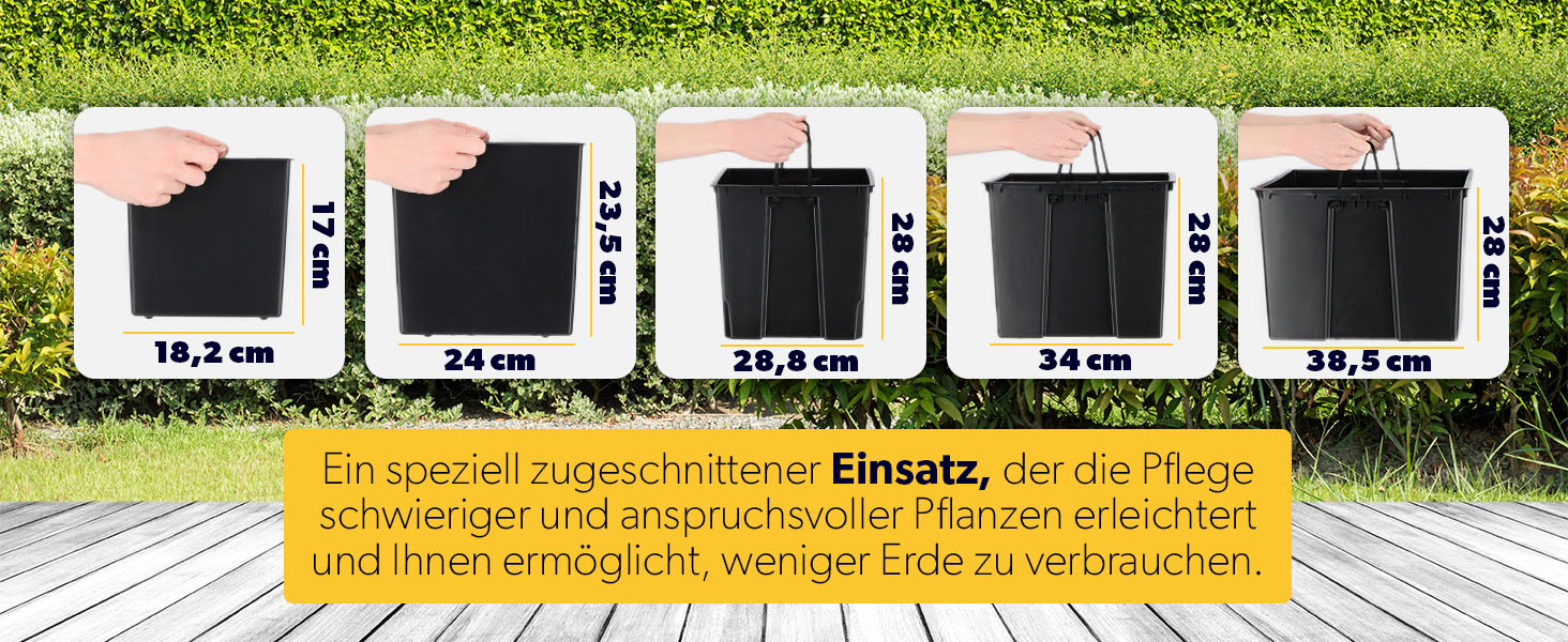 Набір з 3 горщиків для квітів KADAX, Мокко Ратан, 36/46,5/57,5 см, вологостійкий пластик