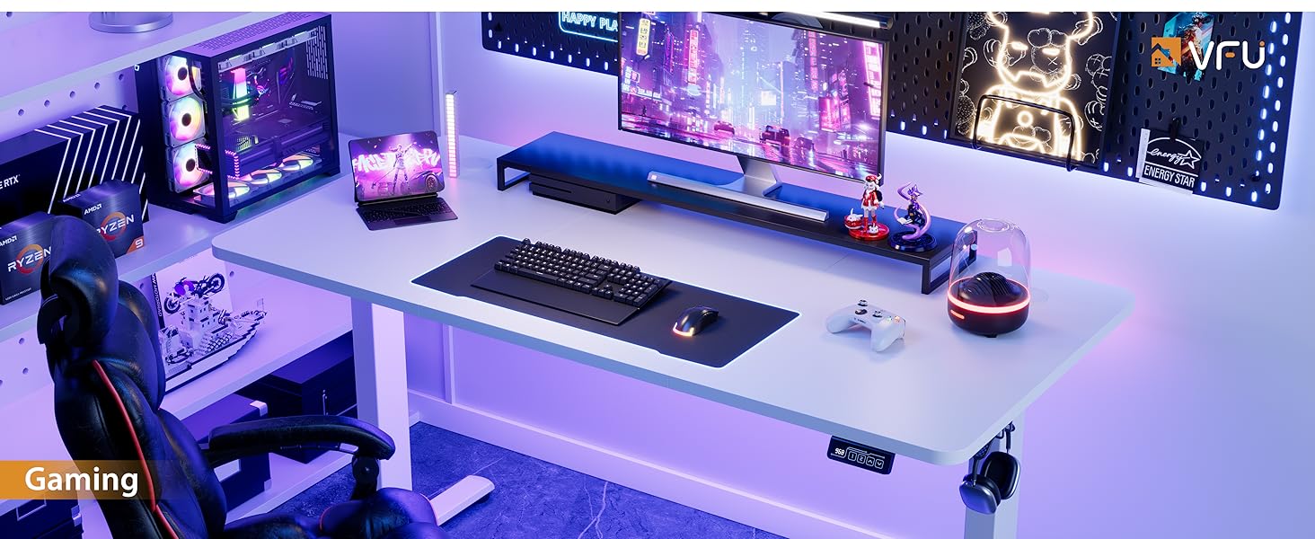 Регульований стіл за висотою з USB-C зарядкою, електричний стіл з пам'яттю, стіл для стоячи/сидячи, комп'ютерний стіл для офісу, стоячий стіл, білий Pro White Pro (білий, 140 x 60 см)