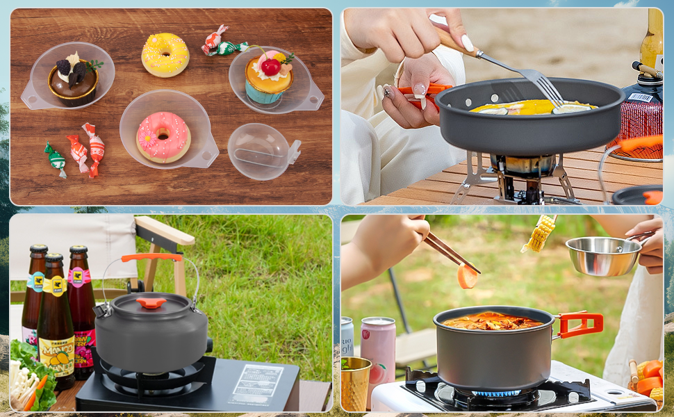 Набір кухонного посуду для кемпінгу Yesaler: каструля, сковорода, чайник для пікніків, походів та риболовлі