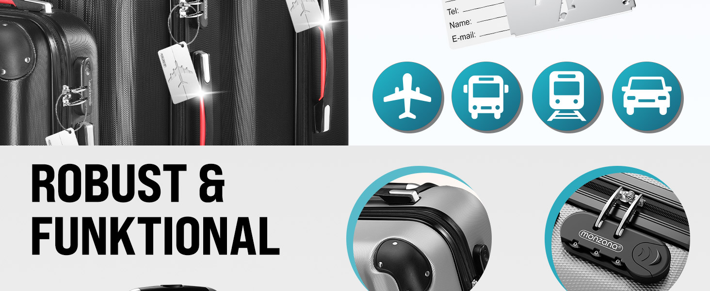 Набір валіз Monzana® 3шт (зелений) M-L-XL з замком, органайзером та вагами - гнучкі ручки, подвійні колеса, підставка, тріумф, валіза з жорстким корпусом, багажний набір