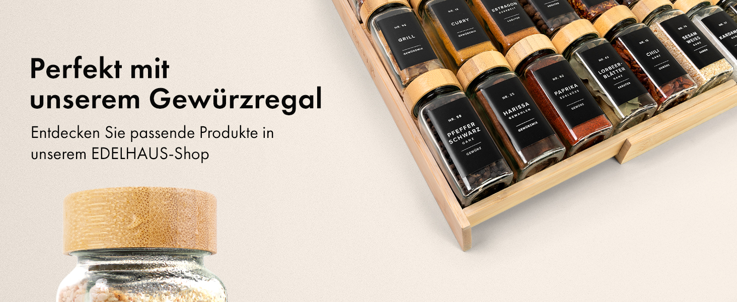 Набір бамбукових скляних баночок для спецій (24 x 120 мл) з ситечком та 240 етикетками. Організатор для спецій, контейнери для спецій, баночки для спецій. Розміри: 11x4,5 см