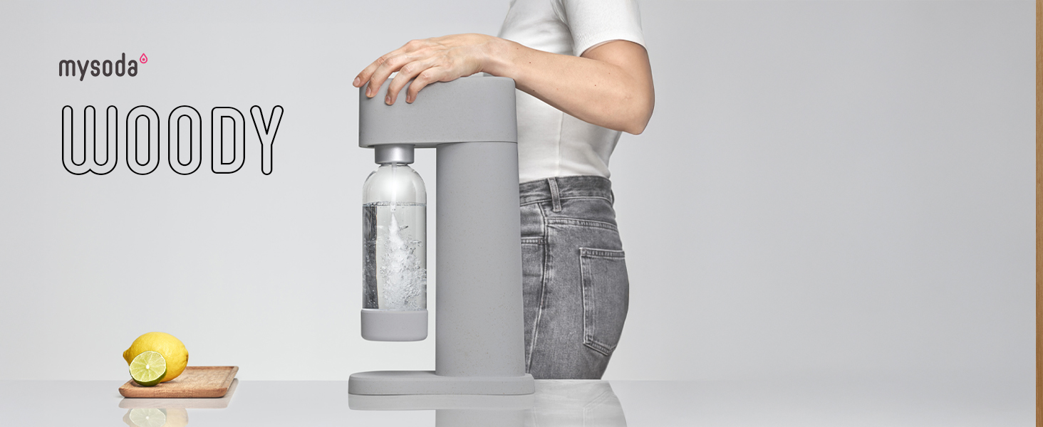 Сифон для газування води Mysoda Woody Wassersprudler (Pigeon), сірий, з CO2-циліндром