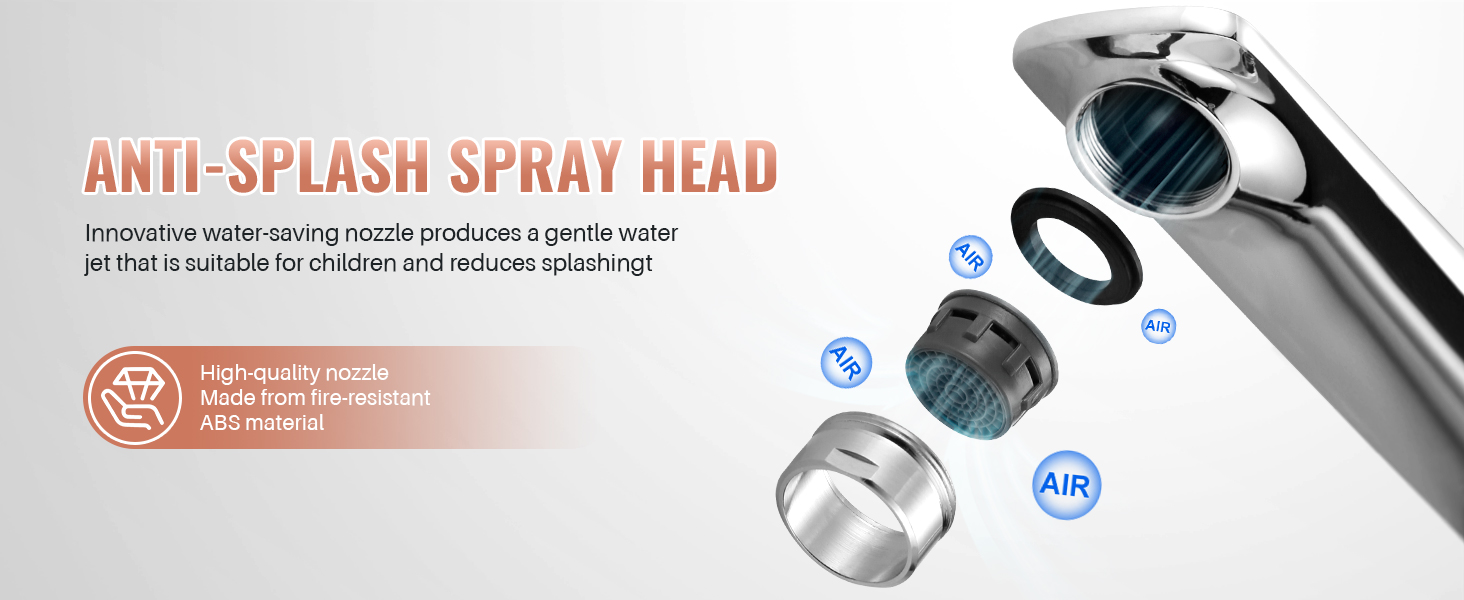 Змішувач для ванної кімнати, однорідний змішувач для раковини, хром, високий тиск, висота виливу 104 мм