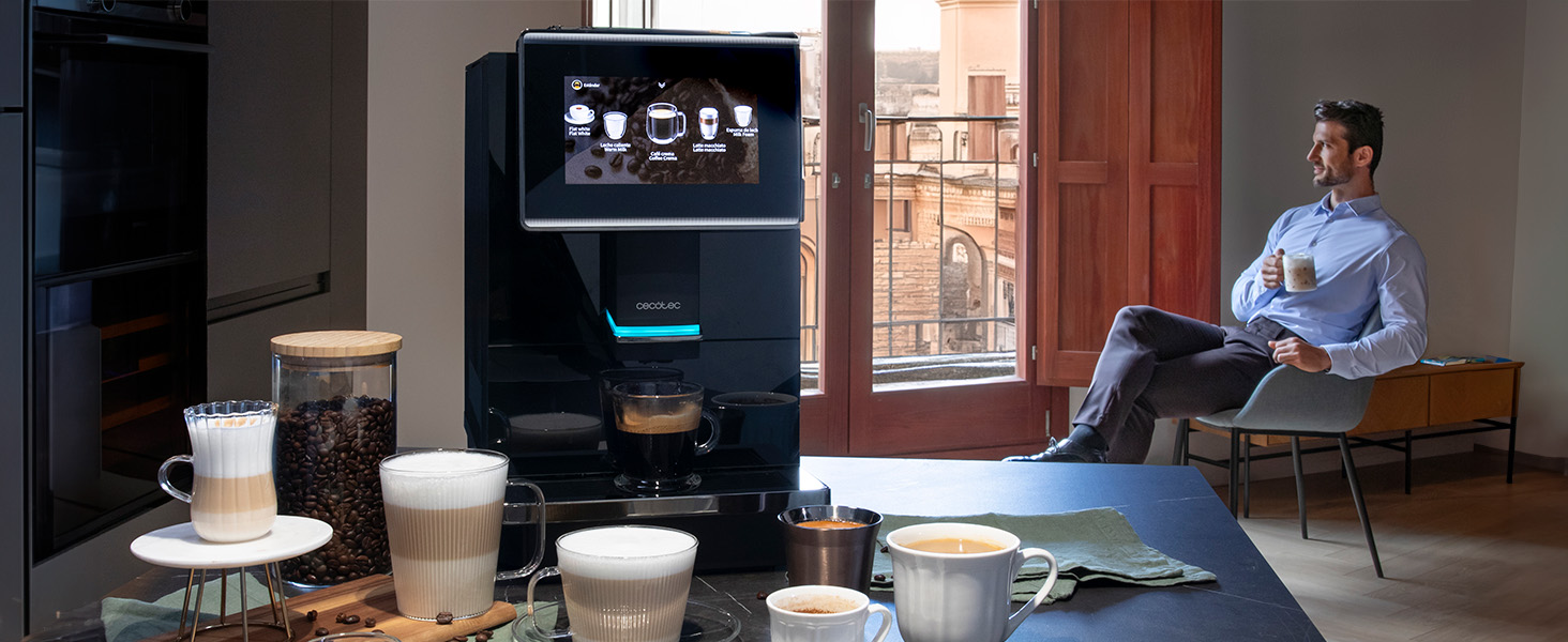 Кавомашина автоматична Cecotec Cremmaet Touch OCS 1450W з TFT-екраном та системою Thermoblock, 15 bar, 1.5л резервуар для води, 290г для кавових зерен, 600мл для молока, автоматичне очищення