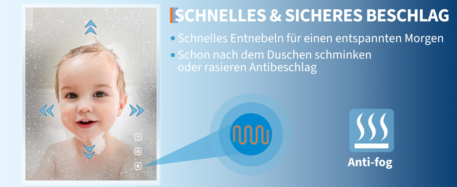 Дзеркало для ванної кімнати Porto Alegre з підсвічуванням, 60x80 см, протизапітніння, 3 кольори світла, регулювання яскравості, LED, сенсорне керування, прямокутне
