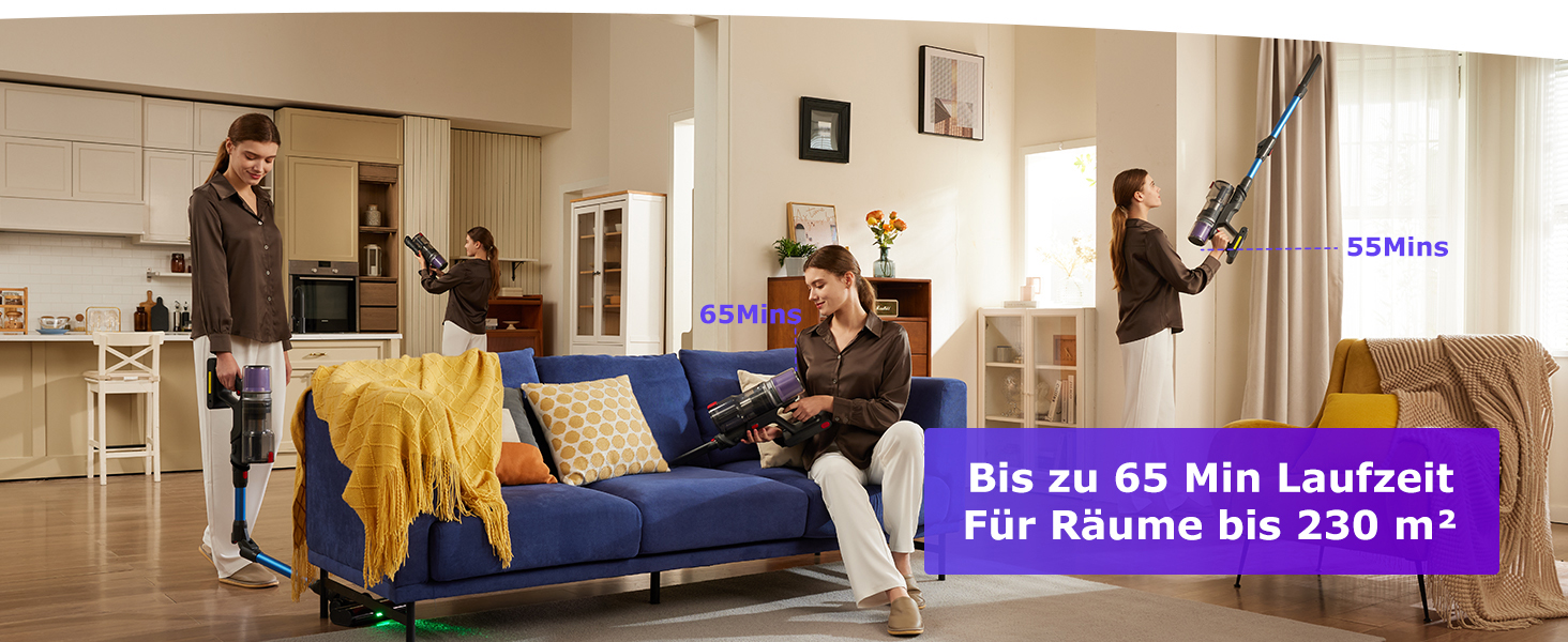 Бездротовий пилосос Proscenic P16: акумуляторний, 550W, 65 хв роботи, гнучкий згин, GreenEye, антизаплутувальна насадка, для килимів, твердих поверхонь, шерсті тварин, синій