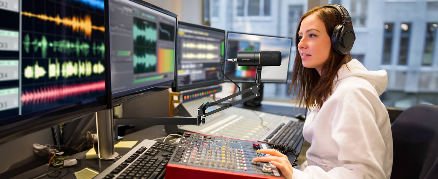 Мікрофонна стійка Tonor T40LP з гнучким кріпленням для мікрофона (чорна, пружинний механізм) - для геймінгу, подкастів, запису