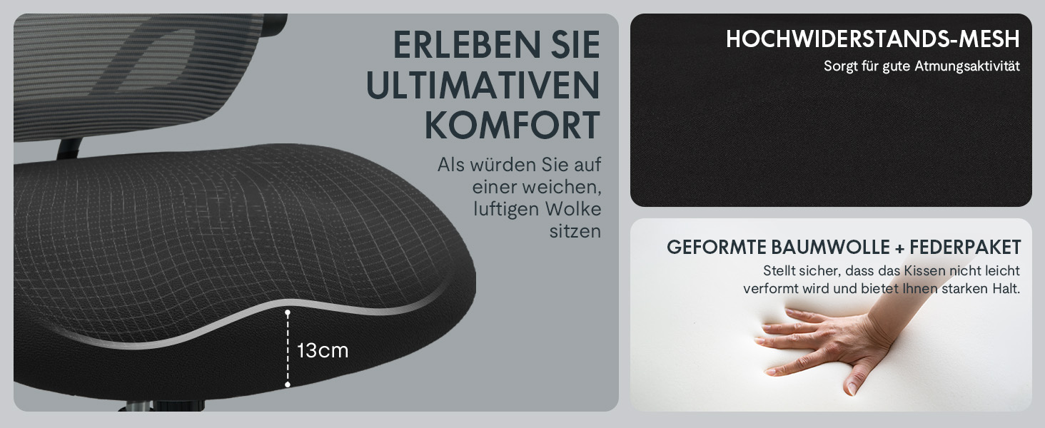 Крісло офісне FLEXISPOT чорне, 227 кг, регульовані підлокітники, для дому/офісу, з товстим сидінням, поворотне, OS2