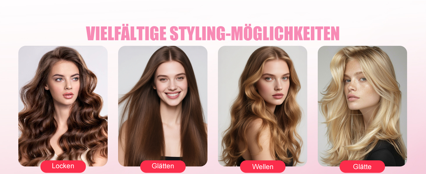 Бездротовий випрямляч для волосся Mini Glätteisen Titan з акумулятором 5000mAh, рожевий: 2-в-1 для випрямлення та завивки, портативний міні-випрямляч для подорожей з швидким нагрівом до 210°C