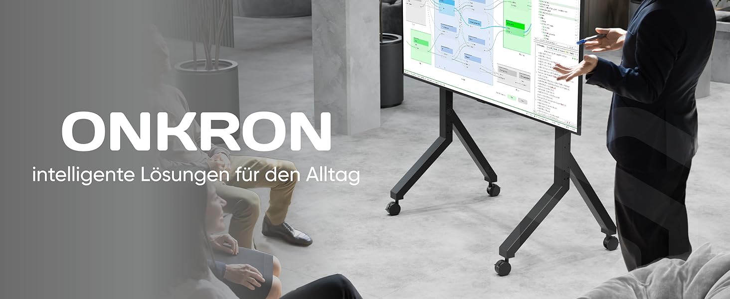 ONKRON Телевізійна стійка на коліщатках для телевізорів 70-110 дюймів, до 125 кг, з полицею, VESA 200x200-1000x800, чорна TS2081-B TS2081