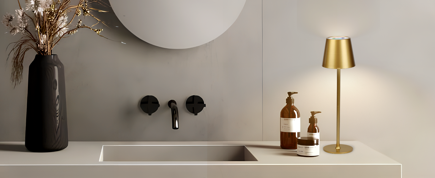 2 шт. Бездротові LED-лампи настільні, перезаряджувані, 3000K та RGB, USB-C, 5500mAh, золоті (2 шт.)