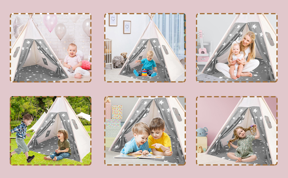 Дитячий намет-типі для гри, намет-типі для дітей з вікном, індіанський намет-типі для дому та вулиці, куточок для затишку та ігор