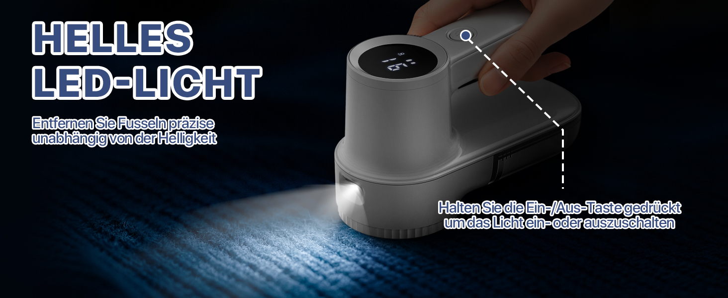 Електрична машинка для видалення ковтунців Homtronics з LED підсвіткою, USB зарядка, 3 швидкості, для одягу, ковдр - біла