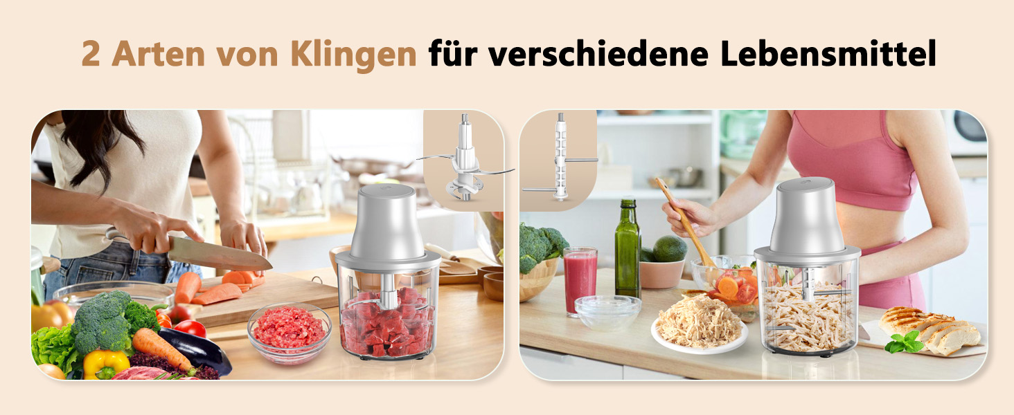 Електричний подрібнювач для кухні 1.5L, подрібнювач курки, овочів, фруктів та м'яса, 250W, для приготування дитячого харчування