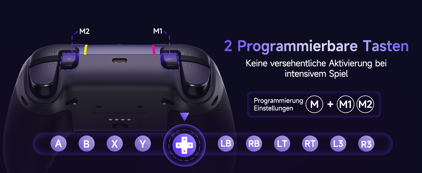 Бездротовий геймпад EasySMX X05PRO для PC, Switch, Android, iOS: тихі кнопки, Hall джойстики, програмовані кнопки, 1000mAh, фіолетовий