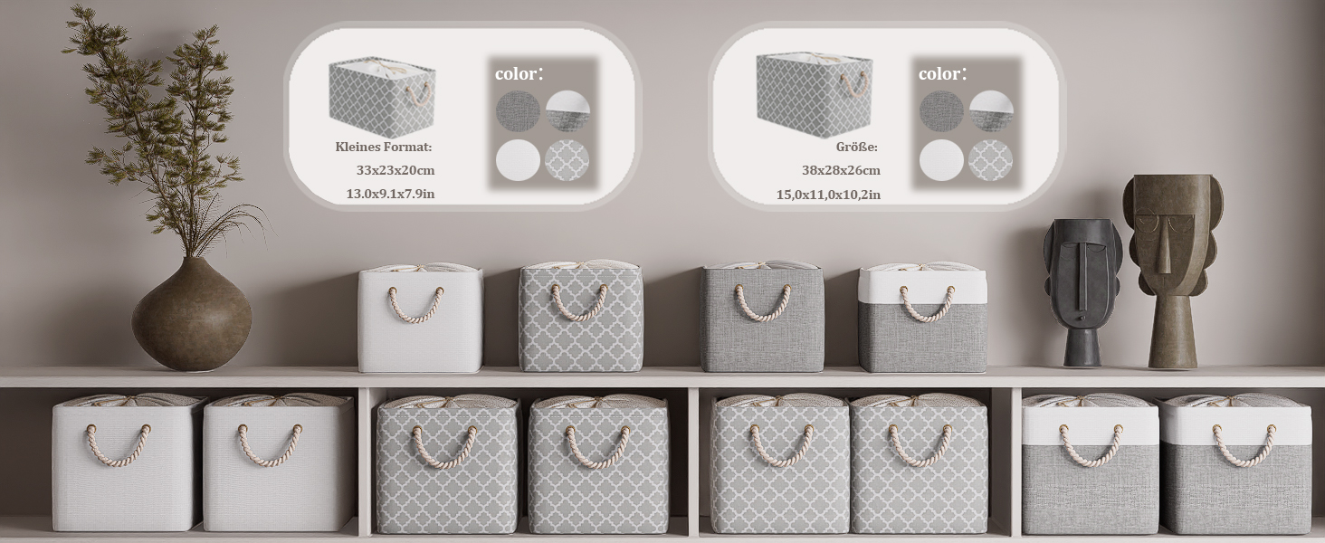 OUTBROS Коробки для зберігання 33 x 23 x 20 см, 3 шт. (Сірий, з мішком, ручка, складні)