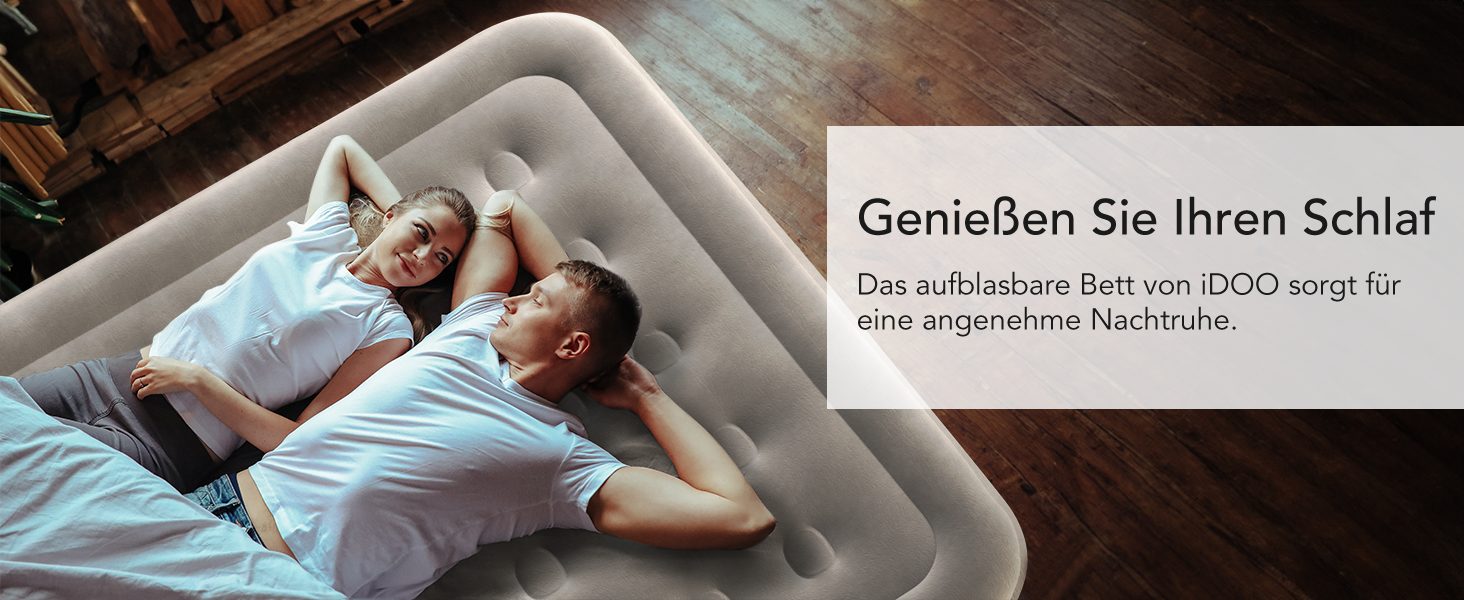 Надувний матрац iDOO самонадувний, 2 персони, з електричним насосом, для кемпінгу, 152x203x46 см, 295 кг