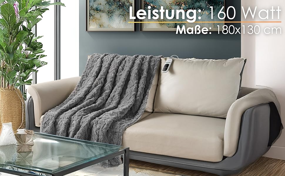 Електрична гріюча ковдра з автовимкненням 180x130 см, 9 температурних режимів, 40°C, пральна