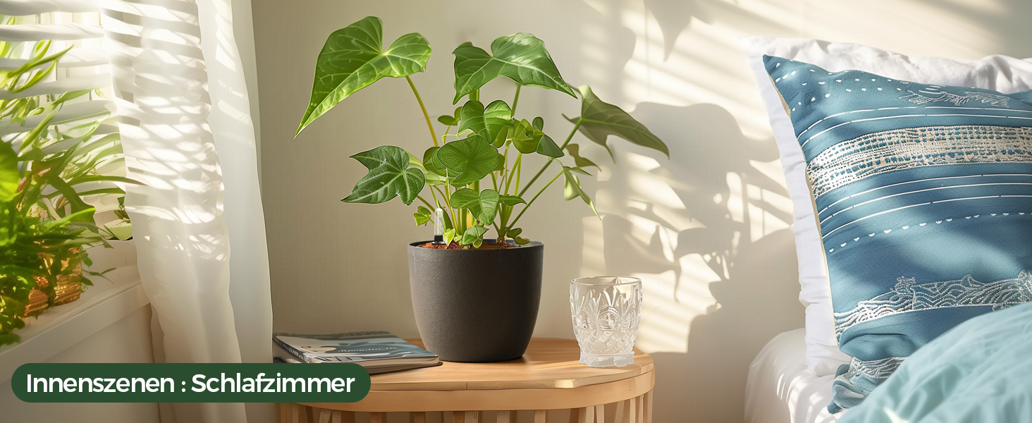 Набір горщиків для квітів T4U (4 шт.) з автополивом, індикатором води, 15 см, 22*21 см, чорний