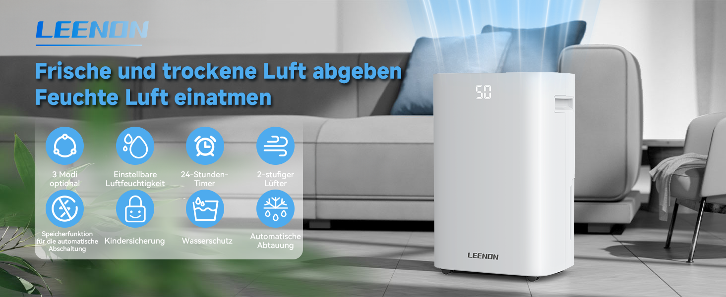 Електричний осушувач повітря з таймером, фільтром та блокуванням від дітей, 25L