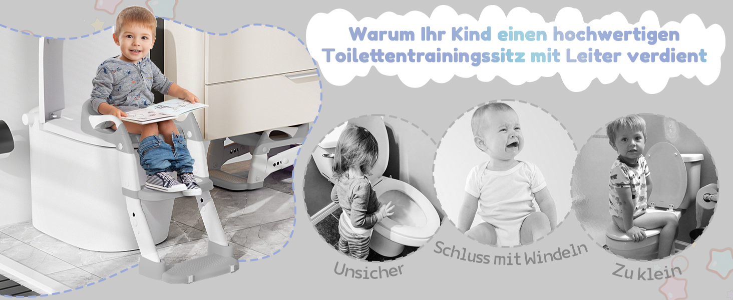 Універсальний дитячий сидіння для унітазу 3-в-1 з драбинкою, фіолетовий - тренажер для привчання до горщика для хлопчиків та дівчаток