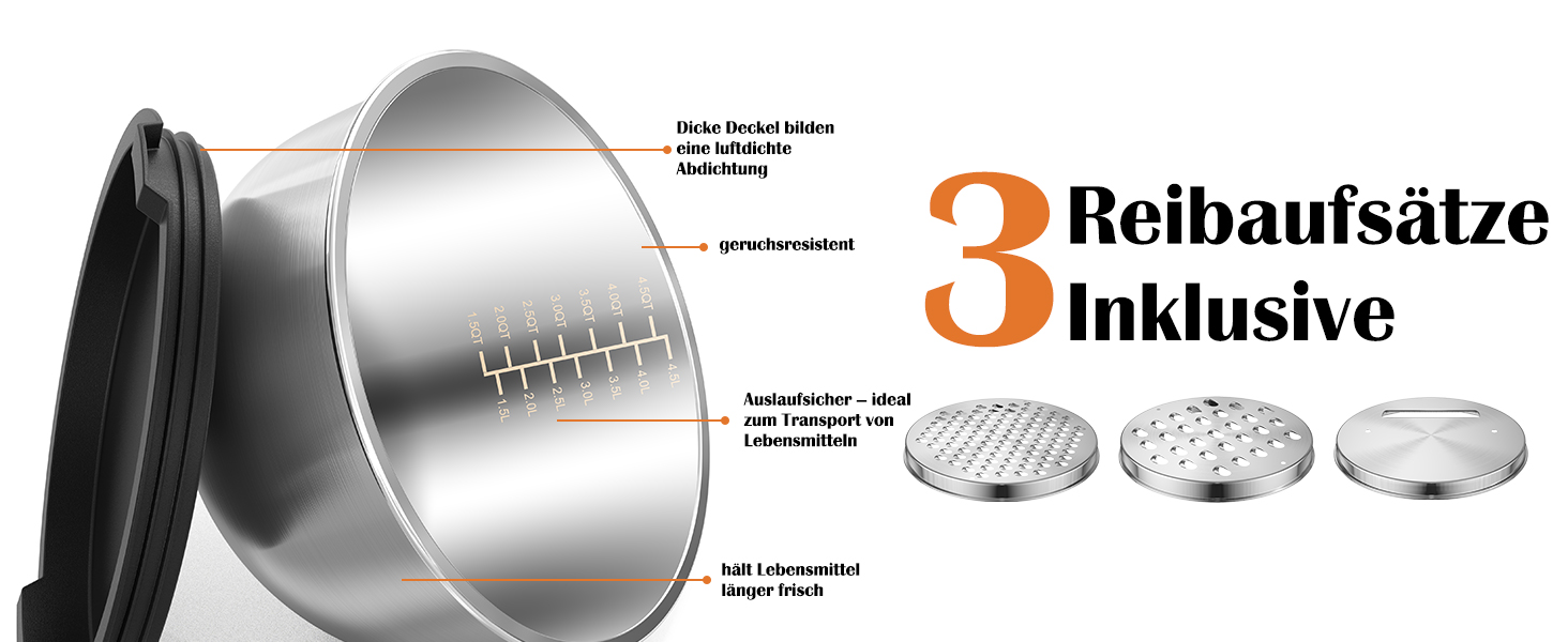 Набір мисок для кухні 5 шт. з нержавіючої сталі з кришками, 4.7л/2.8л/1.9л/1.4л/0.6л. Ідеально для приготування, випічки та зберігання. Складаються одна в одну, можна мити в посудомийній машині. В комплекті тертка.