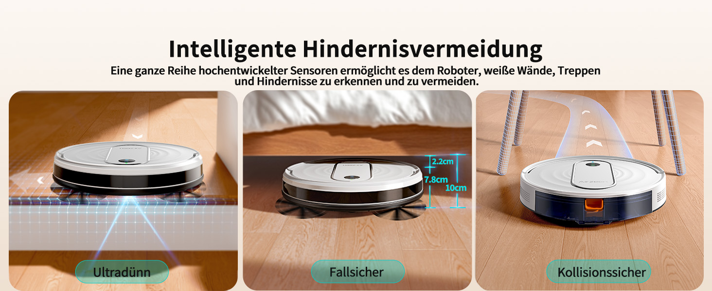 Робот-пилосос Airzeen J10 з функцією миття, 4000Pa, керування через додаток, для твердих підлог, видаляє шерсть тварин, білий