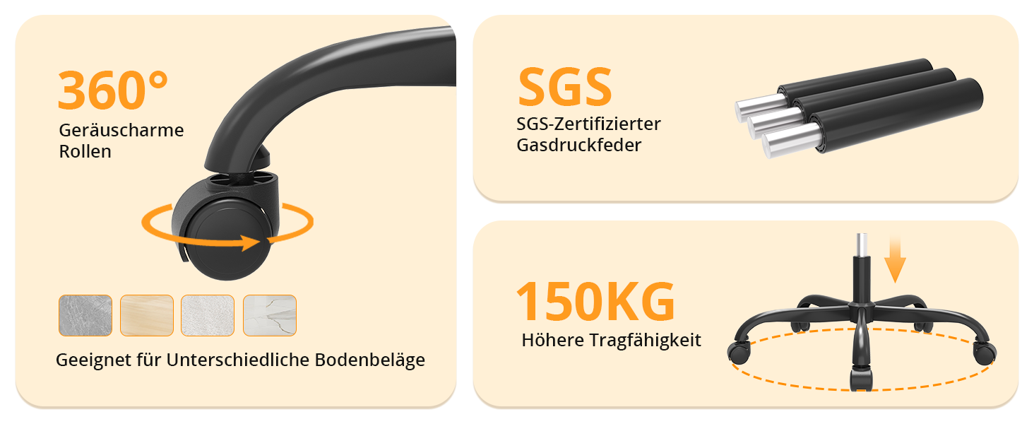 Офісний стілець Synorla ергономічний з підтримкою спини, до 150 кг, поворотний, чорний