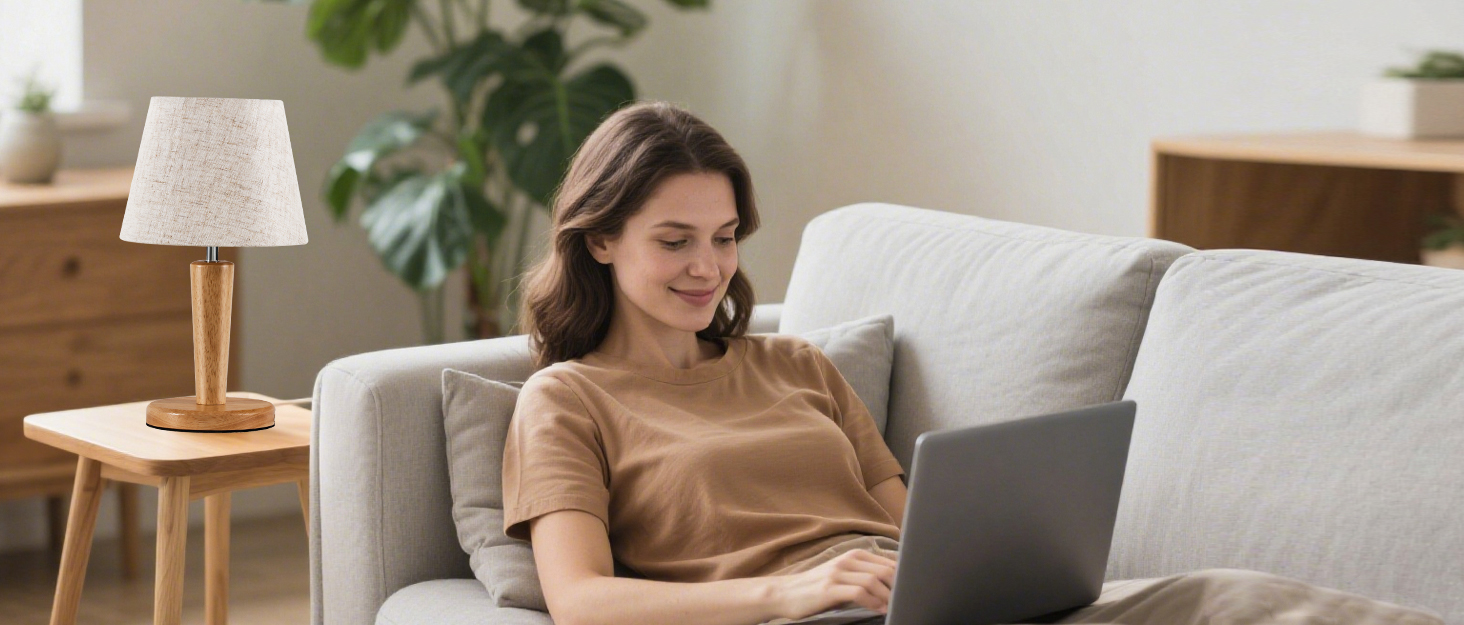 Дерев'яна торшерна лампа GOEBLESON для спальні, вітальні, готелю. Сучасний дизайн, кольор сірий, E27, LED 2700K, кільцева форма, ZME07TLD05N1