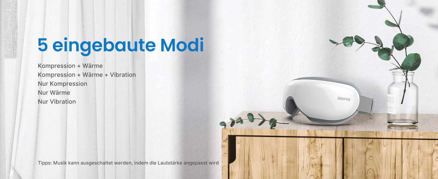 Масажер для очей RENPHO Eyeris 1 з підігрівом, вібрацією та Bluetooth, для зменшення темних кіл та сухості очей, покращує сон, зелений колір