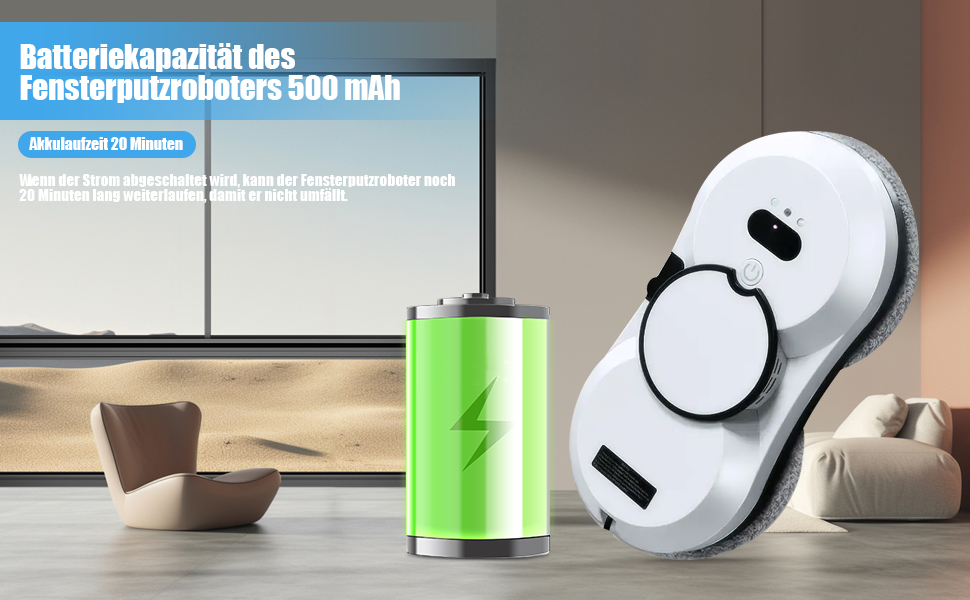 Робот для миття вікон, 5600Pa, 3 режими очищення, інтелектуальна навігація, автоматичний мийник вікон для гладких поверхонь