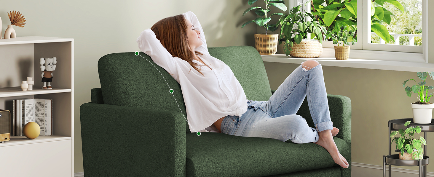 Диван 2-місний, компактний, 130 см, зелений. Зручний диван для підліткової кімнати, легко збирається без інструментів. Дивани з масиву дерева, компактні дивани для вітальні.