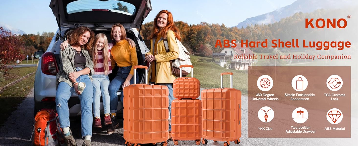 Набір валіз KONO 4 шт. з ABS-пластику з TSA замком: M, L, XL (білий)