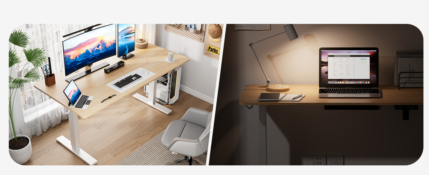 Регульований стіл 80x160 см, електричний з функціями пам'яті та захисту від зіткнень, висота 70–117 см, для офісу, дому та геймінгу (колір натурального дерева)