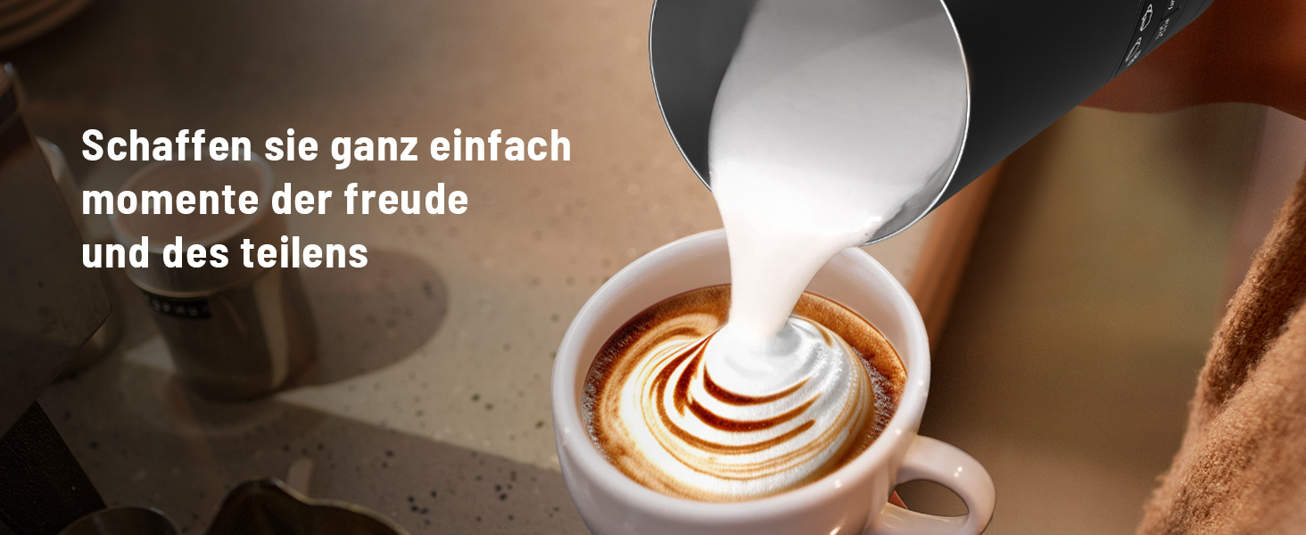 Електричний спінювач молока PARIS RHÔNE 4-в-1, 300 мл, індукція, антипригарне покриття, бездротовий, для гарячого та холодного молока (чорний)